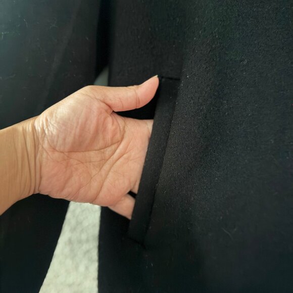 Posamona Italy Coat Size 6 100% Wool Detachable Hoody Buttoned Lined - Picture 2 of 8